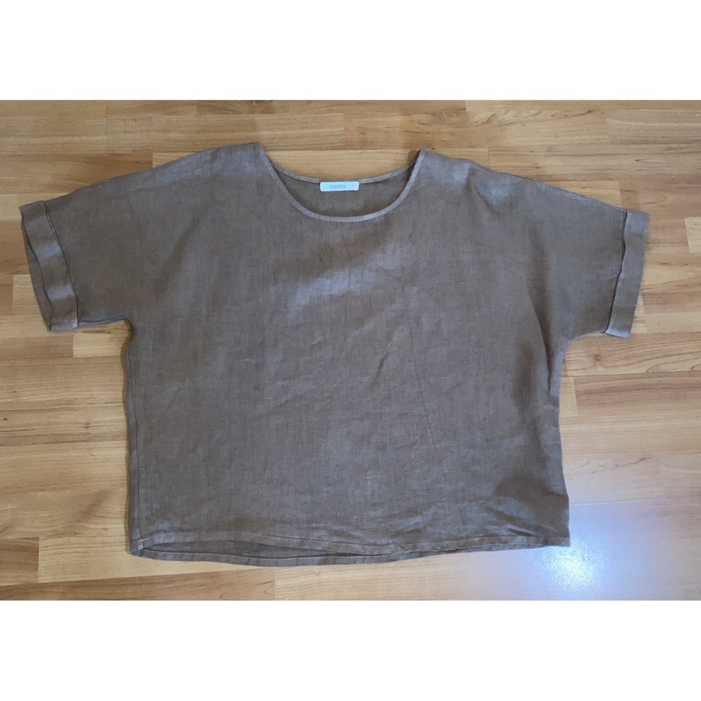 Filosofia 100% Linen Brown Top - Picture 6 of 12